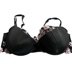 Cacique Lace Lightly Lined French Balconette Bra 40DDD Underwire Sexy Strappy